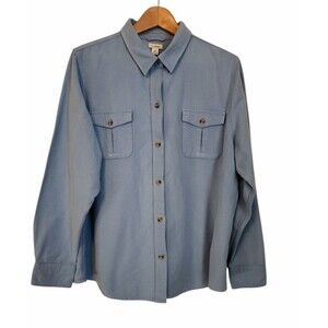 LL Bean Chamois Shirt Cotton Flannel Men's XL Blue Button Down Casual Outdoor